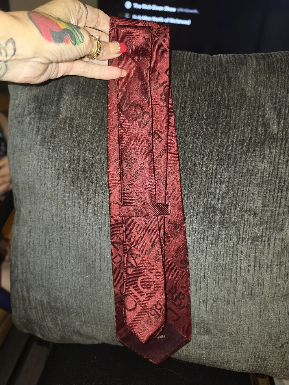 Dolce & Gabbana Wine Red Logo Jacquard Tie